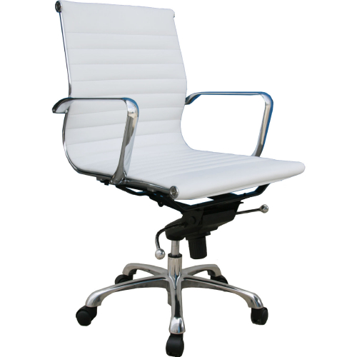 Comfy Low Back Office Chair in White Leatherette